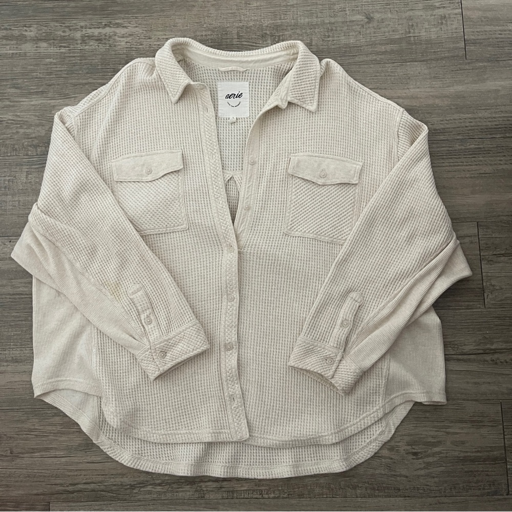 Aerie Cream Button-Up Shirt